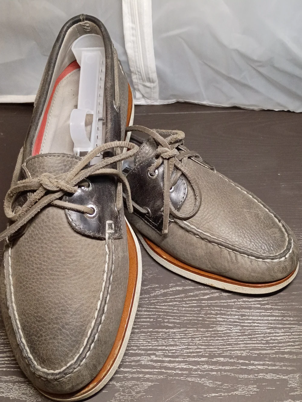 Sperry GOLD CUP Gray Leather Boat Shoes/Black Leather Trim. Men's 10M Great Deal